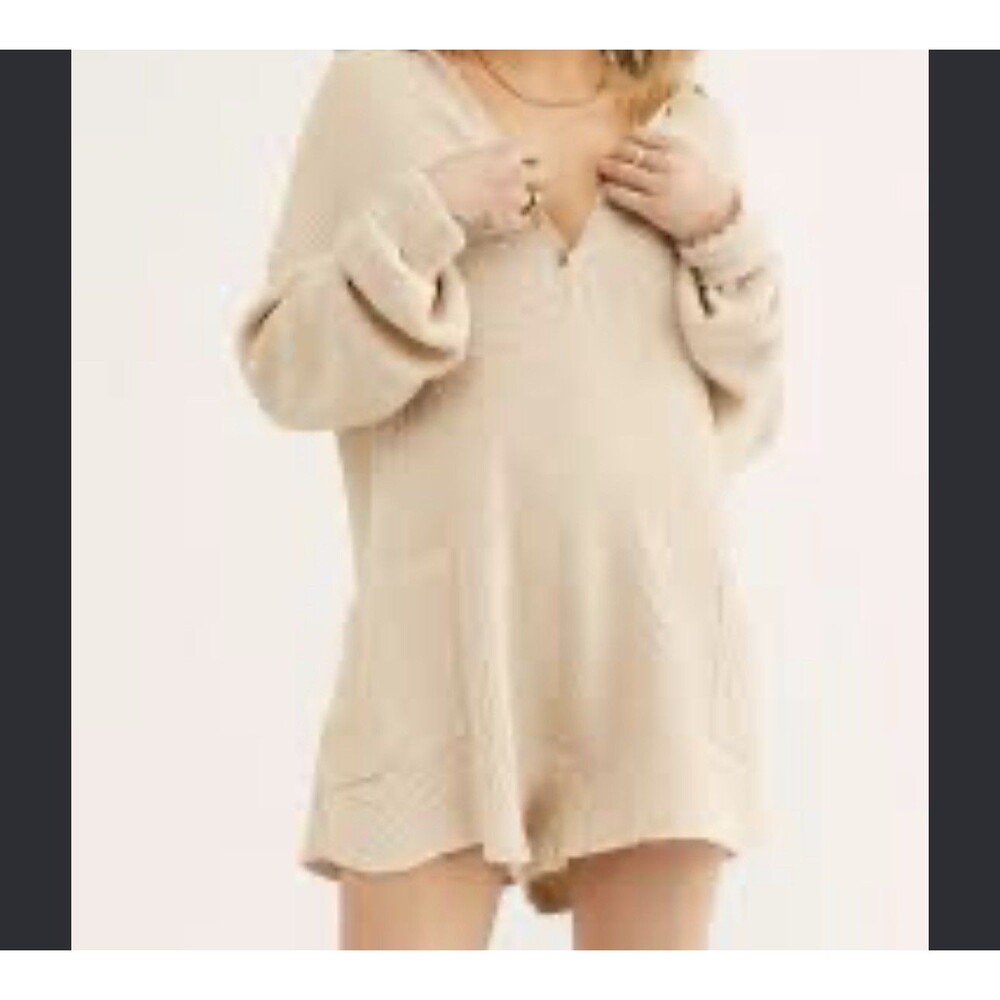Free People FP Beach Picnic Sweater Romper Small Beige